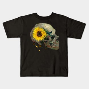 Skull with sunflowers - Van Gogh Kids T-Shirt